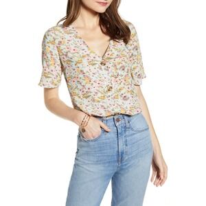 Something Navy Easy Woven Floral Top